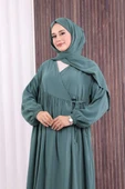 Şallı Kruvaze Namaz Elbisesi 6027 Mint thumbnail 4