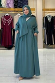 Şallı Kruvaze Namaz Elbisesi 6027 Mint - 1