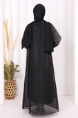 Taş Detaylı Elbise Abaya Takım 3943 Siyah thumbnail 4