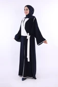 Önden Bağlama Detaylı Abaya 70005 Lacivert thumbnail 2