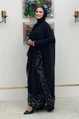 Taş Detaylı Abayalı Elbise Takım 3927 Siyah thumbnail 3