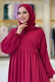 Şallı Kruvaze Namaz Elbisesi 6027 Bordo - 4
