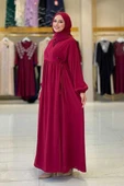 Şallı Kruvaze Namaz Elbisesi 6027 Bordo - 3