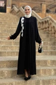 Çiçek İşleme Detay Abaya 3914 Siyah thumbnail 1