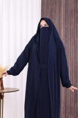 Kendinden Peçeli Sufleli Cilbab 6032 Lacivert thumbnail 6
