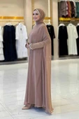 Elbise Abaya Takım 3921 Vizon - 3