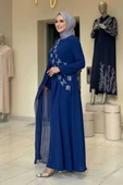 Pelerin Detaylı Elbise 3940 Lacivert - 4