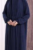 Kendinden Peçeli Sufleli Cilbab 6032 Lacivert thumbnail 7