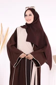 Önden Bağlama Detaylı Abaya 70005 Kahverengi thumbnail 5