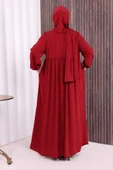 Şallı Kruvaze Namaz Elbisesi 6027 Bordo thumbnail 4