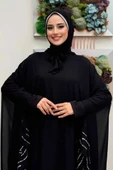 Taş Detaylı Abayalı Elbise Takım 3927 Siyah thumbnail 4