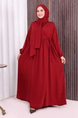 Şallı Kruvaze Namaz Elbisesi 6027 Bordo thumbnail 1
