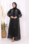 Taş Detaylı Elbise Abaya Takım 3943 Siyah thumbnail 2