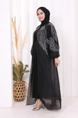 Taş Detaylı Elbise Abaya Takım 3943 Siyah thumbnail 3