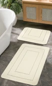 Doğal Kaymaz Taban Banyo Paspas Seti Uzun Ömürlü Yumuşak Dokulu Su Emici Yıkanabilir Çerçeve Set 50x80-50x40 - 7