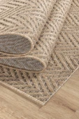 Sisaluna 4441 Bej Jüt Tabanlı Modern Dokuma Kilim Sisal Hasır Halı - 6