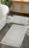 Doğal Kaymaz Taban Banyo Paspas Seti Uzun Ömürlü Yumuşak Dokulu Su Emici Yıkanabilir Çerçeve Set 50x80-50x40 - 4