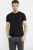 Kabartma Baskı Detaylı Pamuk Tişört - Siyah thumbnail 4