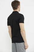 Detaylı Polo Yaka Kısa Kol Tişört - Siyah thumbnail 5