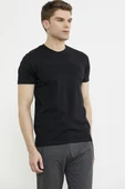 Kabartma Baskı Detaylı Pamuk Tişört - Siyah thumbnail 3