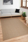 Sisaluna 4442 Bej Jüt Tabanlı Modern Dokuma Kilim Sisal Hasır Halı - 3