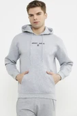 Oversize Kapüşonlu Sweatshirt - Gri thumbnail 2