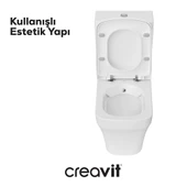 Creavit SO361 Solo Kanalsız Duvara Dayalı Klozet, Yavaş Kapanan Kapak ve İç Takım Set - 4
