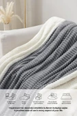 Sherpa Battaniye Çift Kişilik Çizgili Yumuşak Peluş Wellsoft Yatak Örtüsü - 5