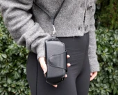 Riviera Deri Askılı Gözlük Kılıfı Parlak Siyah - 5