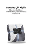 Sherpa Battaniye Çift Kişilik Çizgili Yumuşak Peluş Wellsoft Yatak Örtüsü - 6