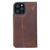 Apple iPhone 12 Pro Max Uyumlu Deri Cüzdanlı Kılıf Antik Kahve - 3