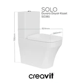 Creavit SO361 Solo Kanalsız Duvara Dayalı Klozet, Yavaş Kapanan Kapak ve İç Takım Set - 5