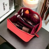 Ella Kadın Seyahat Kozmetik Bakım Makyaj Çantası Organizer Kırmızı - 3