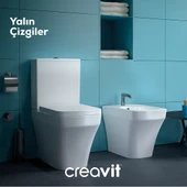 Creavit SO361 Solo Kanalsız Duvara Dayalı Klozet, Yavaş Kapanan Kapak ve İç Takım Set - 3