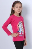 KIZ ÇOCUK UZUN KOL TSHİRT BLUEY İLE BİNGO BASKILI BİSİKLET YAKA D46 thumbnail 3