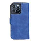 Apple iPhone 13 Pro Uyumlu Deri Cüzdanlı Kılıf Okyanus Mavi - 3