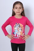 KIZ ÇOCUK UZUN KOL TSHİRT BLUEY İLE BİNGO BASKILI BİSİKLET YAKA D46 thumbnail 1