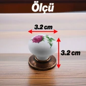 Polimer Antik Sarı Düğme Kulp 10 ADET Gül Desenli Mobilya Mutfak Dolabı Çekmece Dolap Kulpu Kulbu - 2