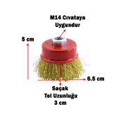 Çanak Fırça Saçaklı Paslanmaz 65 mm M14 Pas Kir Boya Kazıma Temizleme Taşlama Zımparalama Parlatma - 2