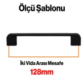 Mobilya Banyo Mutfak Dolabı Çekmece Dolap Kapak Kulpu Kulbu Siyah 128 mm Metal Kulp 10 Adet thumbnail 2
