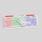 GameBooster Knight KM-11W Rainbow Aydınlatmalı Kablolu Oyuncu Klavye & RGB Mouse Set - Beyaz thumbnail 3