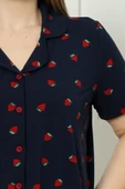 Büyük Beden  Kısa Kollu Milan Gömlek Pijama Takımı- Genç Anne Serisi - 6