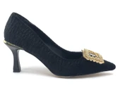 Feles Kadife Taş Toka Detaylı Stiletto Kadın Topuklu Ayakkabı thumbnail 4