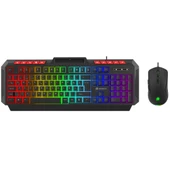 GameBooster Knight KM-11B Rainbow Aydınlatmalı Kablolu Oyuncu Klavye & RGB Mouse Set - Siyah thumbnail 1