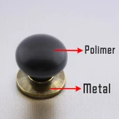 Polimer Kulp Düğme Siyah Antik Sarı Mobilya Mutfak Dolabı Çekmece Dolap Kapak Kulpu Kulbu 10 ADET - 3