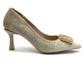 Feles Kadife Taş Toka Detaylı Stiletto Kadın Topuklu Ayakkabı thumbnail 8