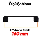 Mobilya Mutfak Dolap Çekmece Dolabı Metal Kulpu Kulbu Kulpları 160 Mm 10 Adet Oval Siyah thumbnail 2