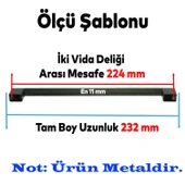 Mobilya Mutfak Banyo Dolabı Çekmece Dolap Kapak Kulpu Kulbu Mat Siyah 224 mm Metal Kulp 10 Adet thumbnail 2