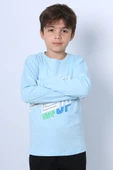 ERKEK ÇOCUK UZUN KOLLU TSHİRT NEVER GİVE UP BASKILI BİSİKLET YAKA D10 - 12
