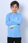 ERKEK ÇOCUK UZUN KOLLU TSHİRT NEVER GİVE UP BASKILI BİSİKLET YAKA D10 - 8
